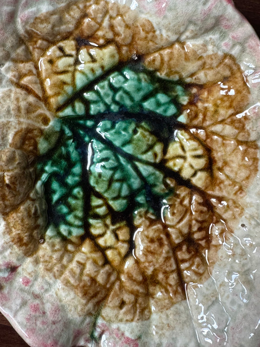 Antique Majolica Begonia Leaf