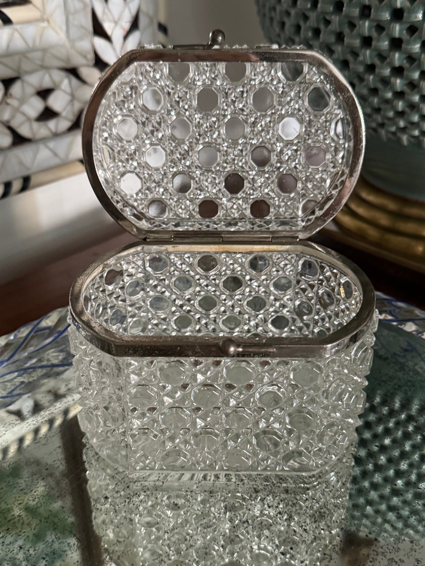 Vintage Glass Casket Box