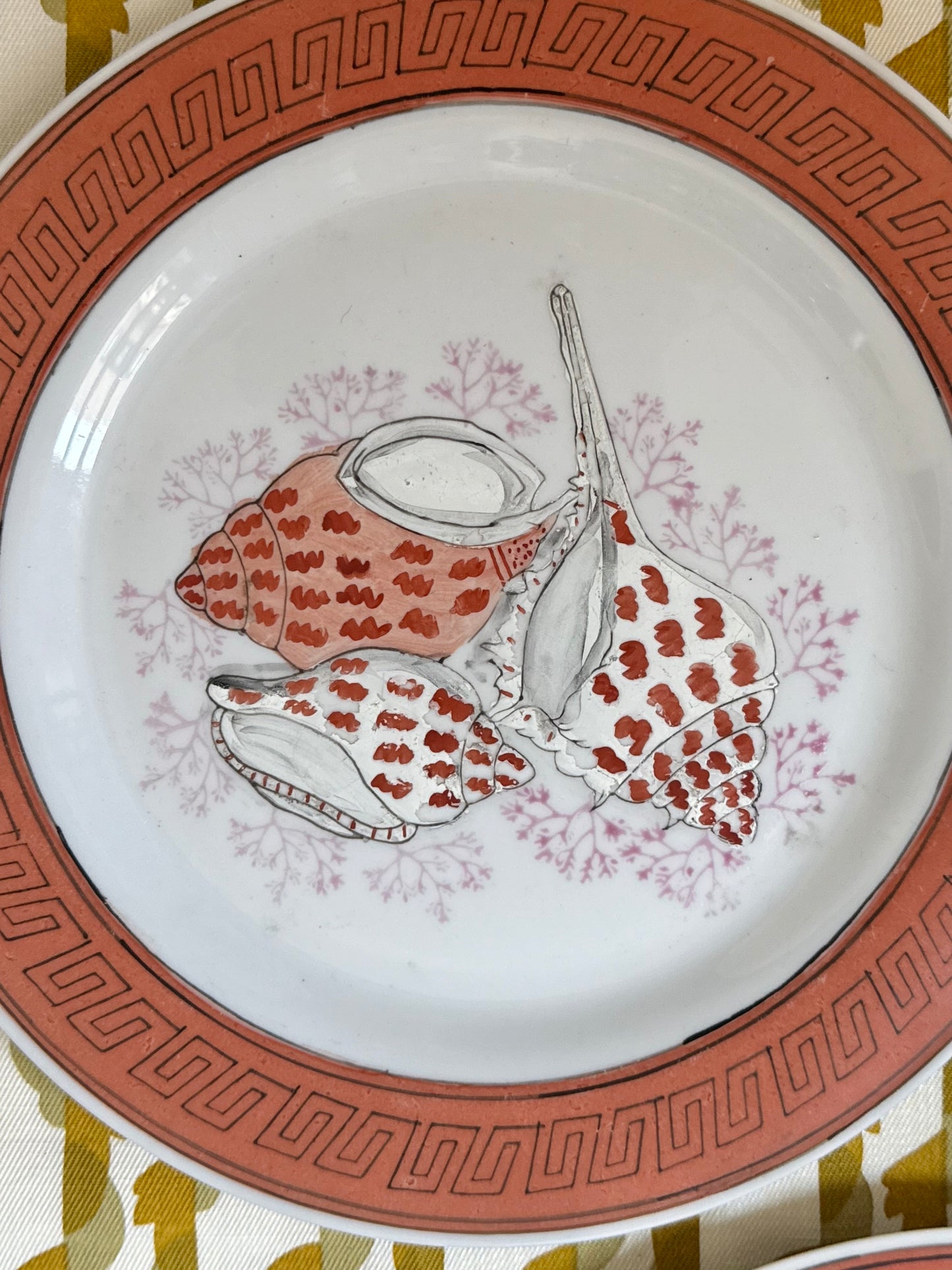 Trio of Handpainted Shell Plates