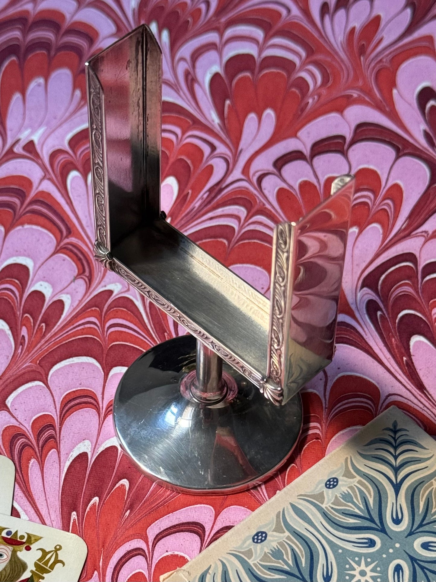 Vintage Playing Cards in Sterling Silver Stand