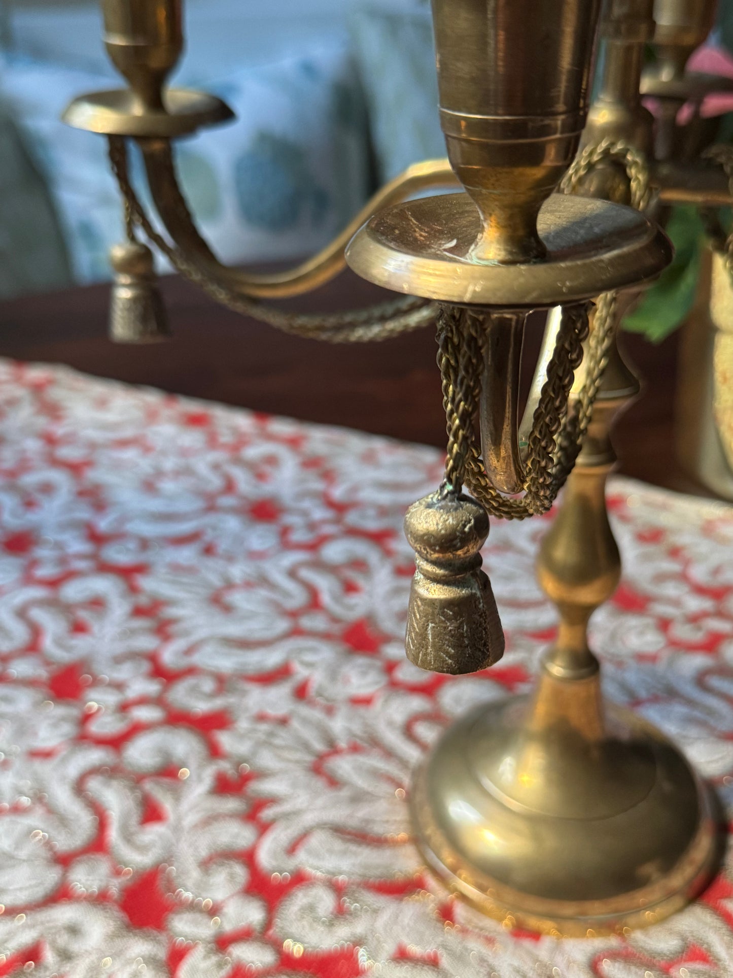 Brass Rope & Tassel Candelabra