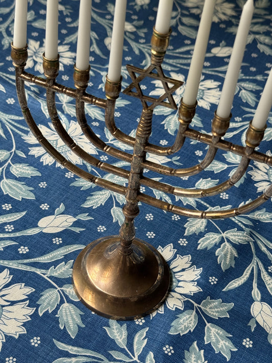 Faux Bamboo Vintage Brass Menorah