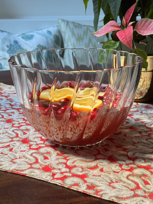 Swirl Glass Punch Bowl