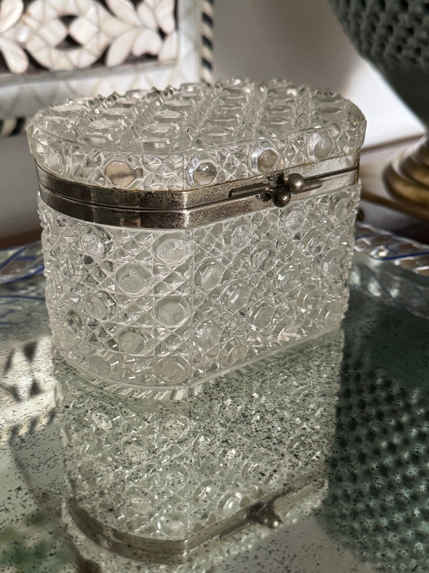 Vintage Glass Casket Box