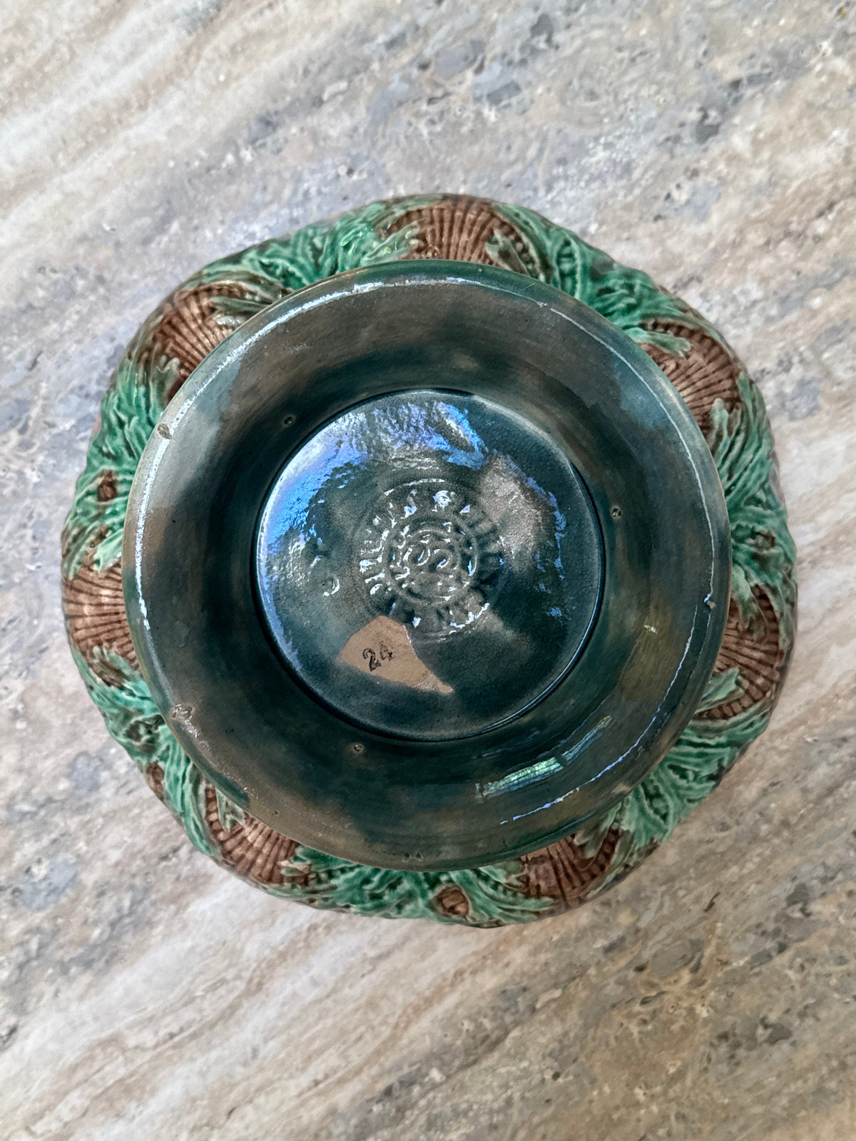Antique Majolica Shell Bowl