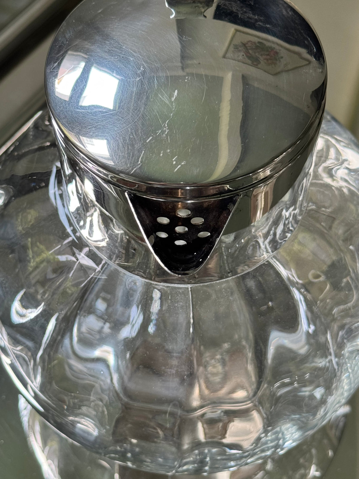 Optic Glass & Silverplate Pitcher (Small)