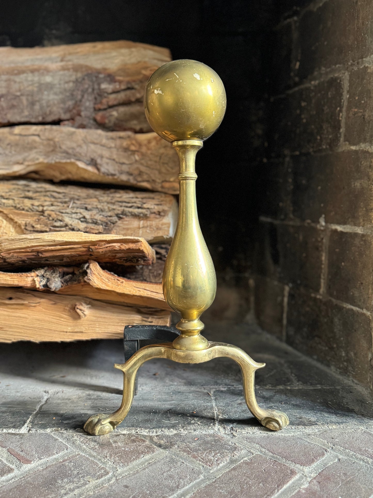 Pair of Vintage Brass Andirons