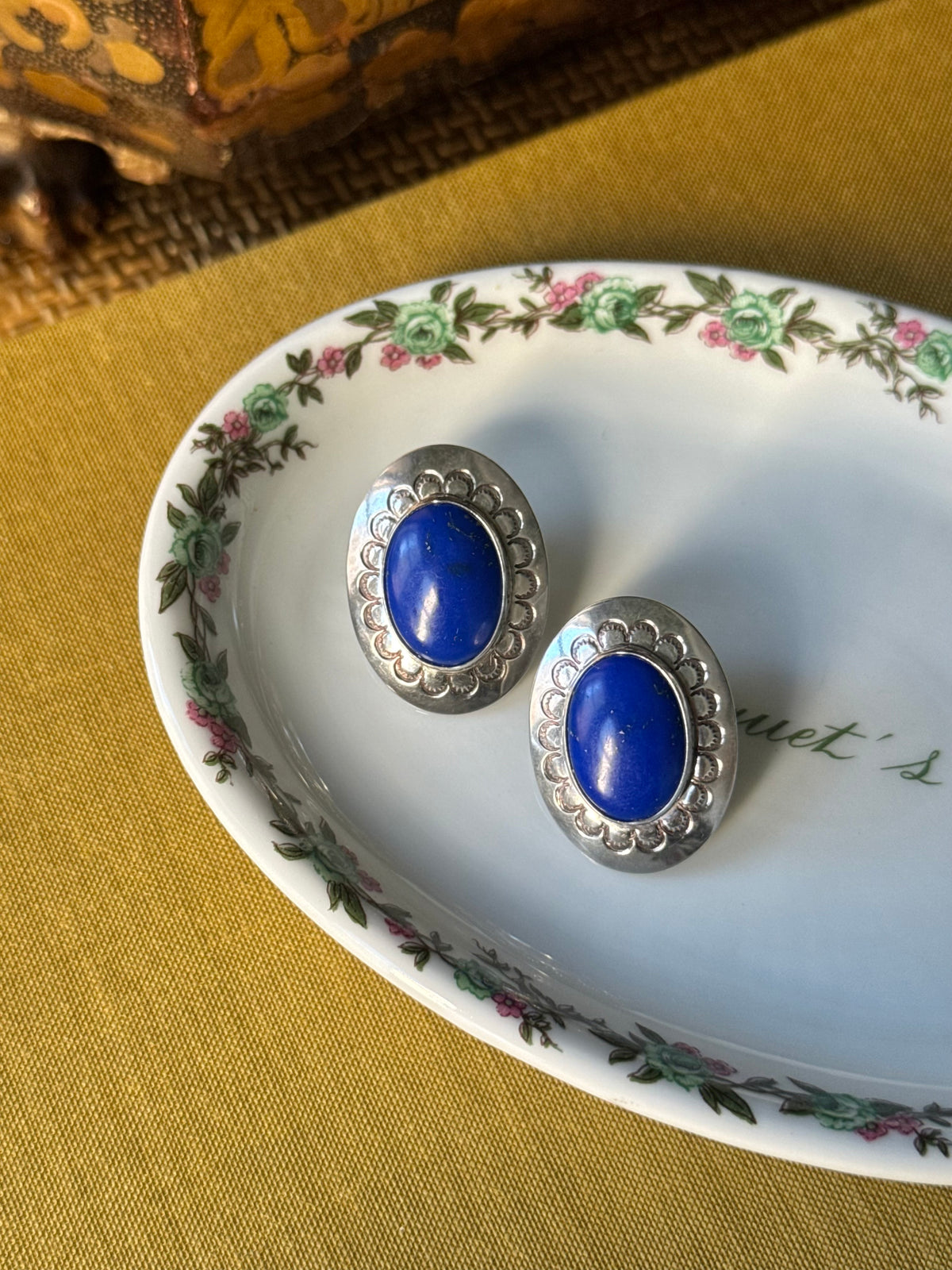 Silver & Lapis Concho Earrings