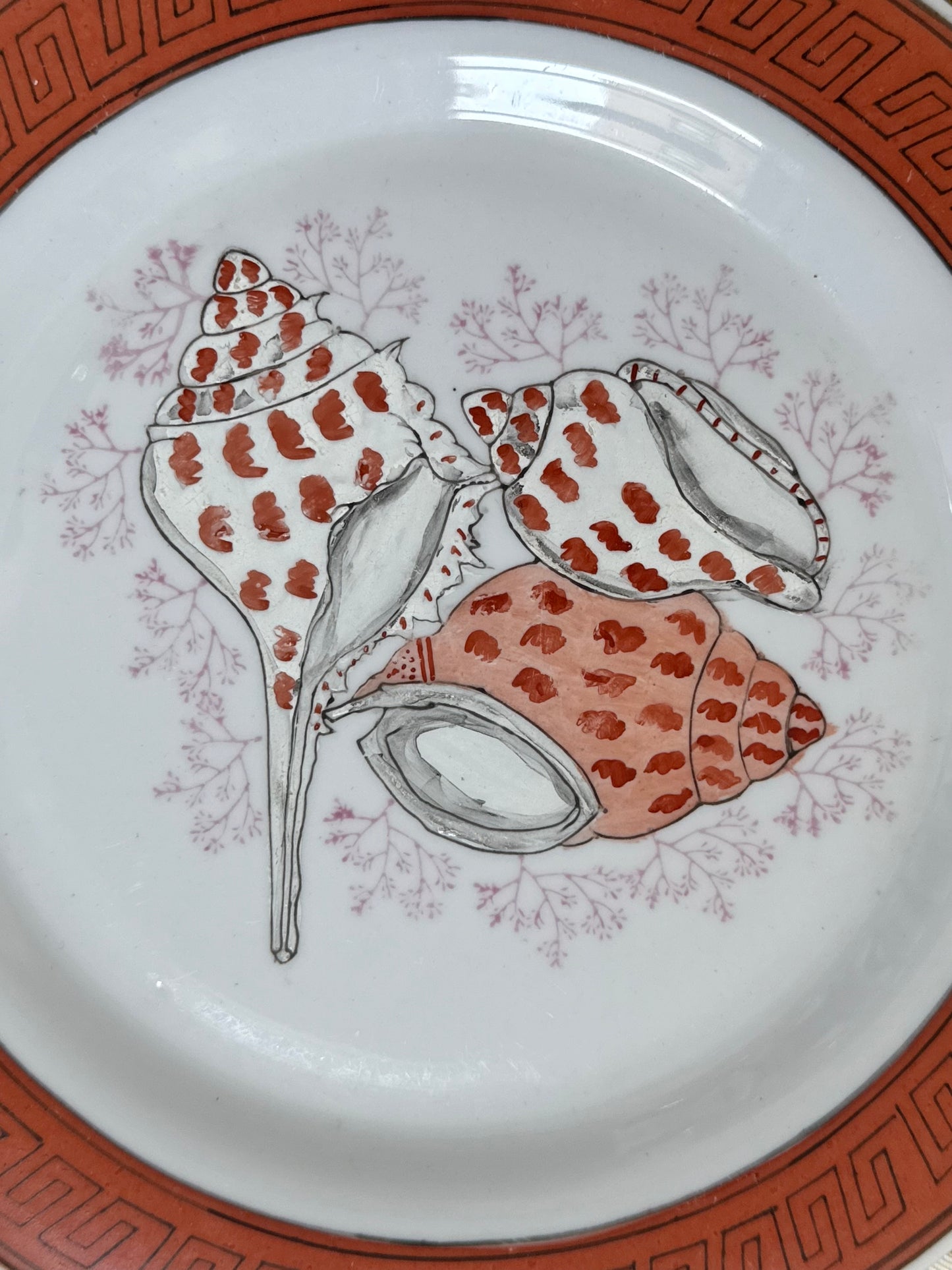 Trio of Handpainted Shell Plates