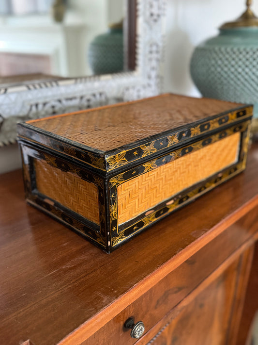 Large Rattan and Lacquer Box