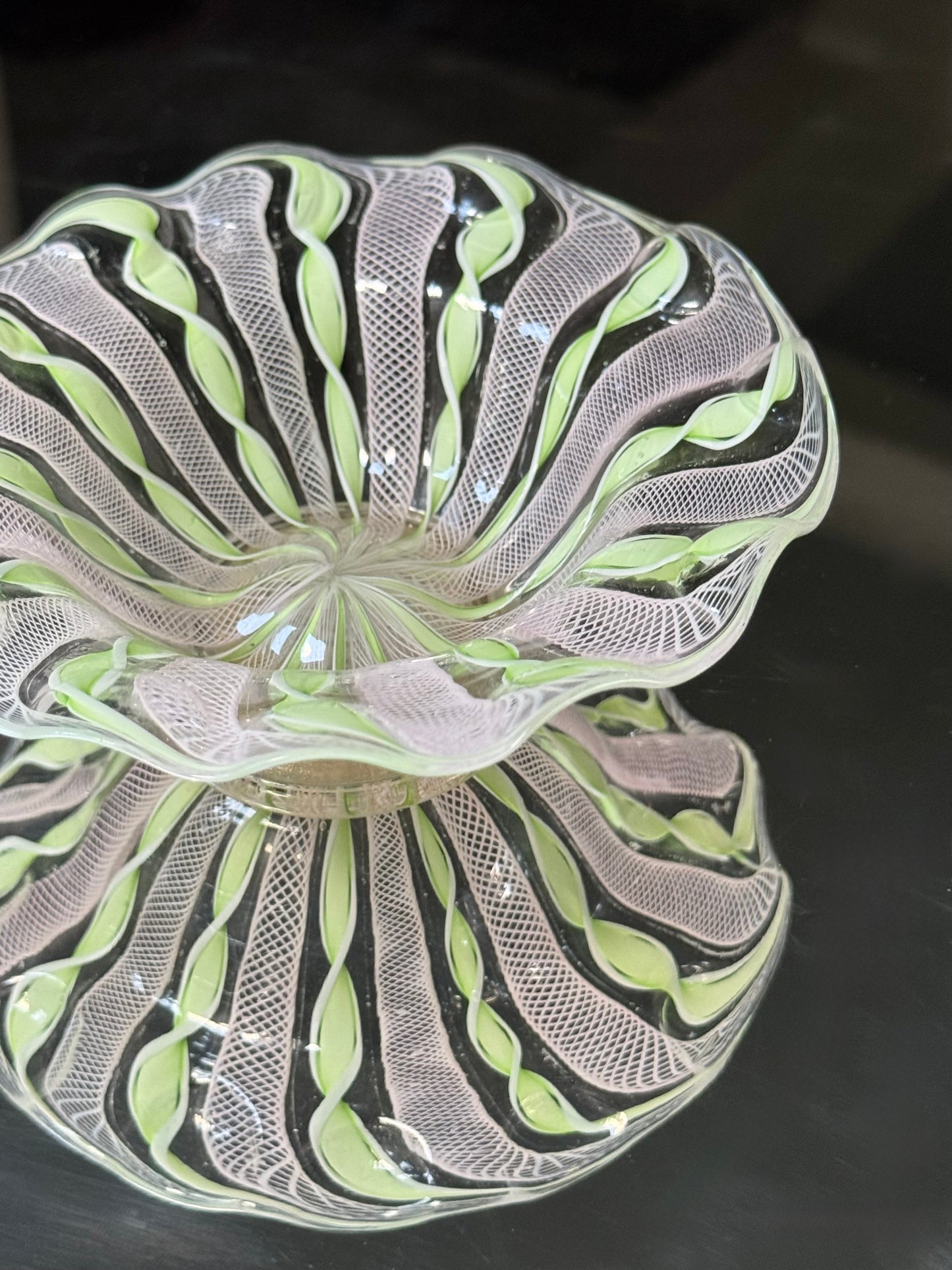 Mint Green Murano Ribbon Bowl