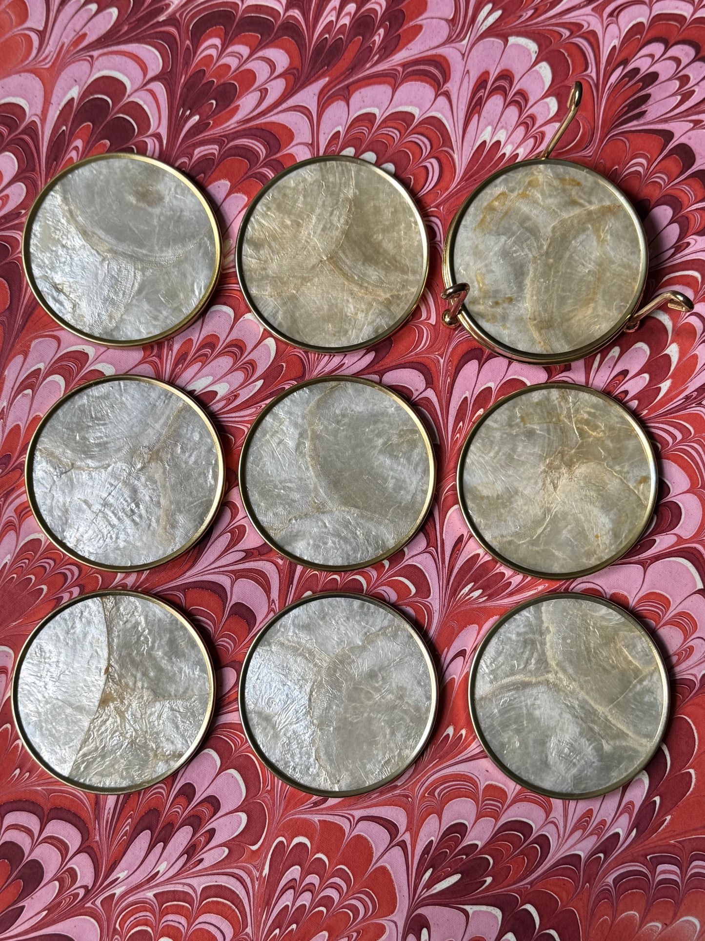 Vintage Capiz Shell Coaster Set