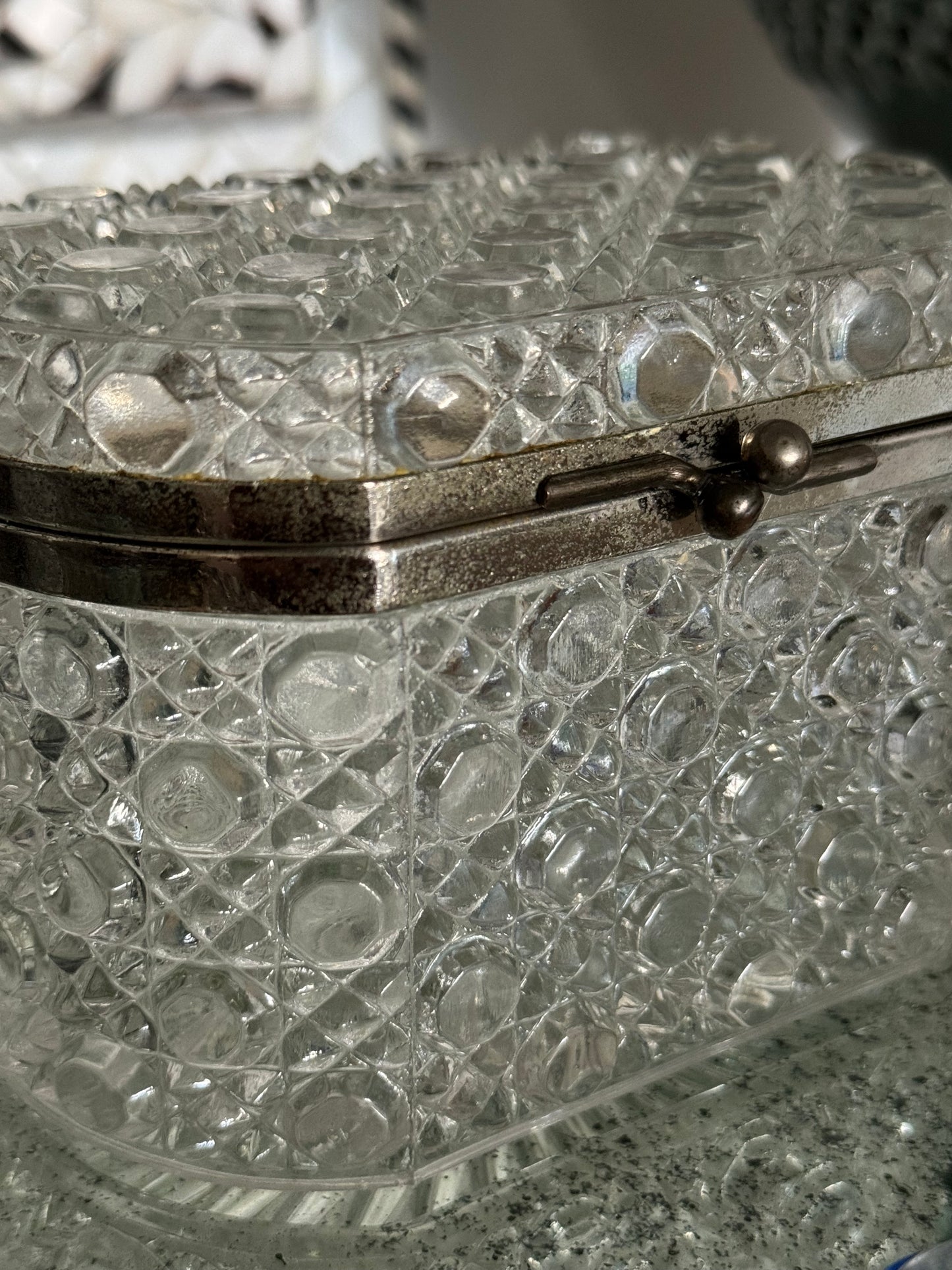 Vintage Glass Casket Box