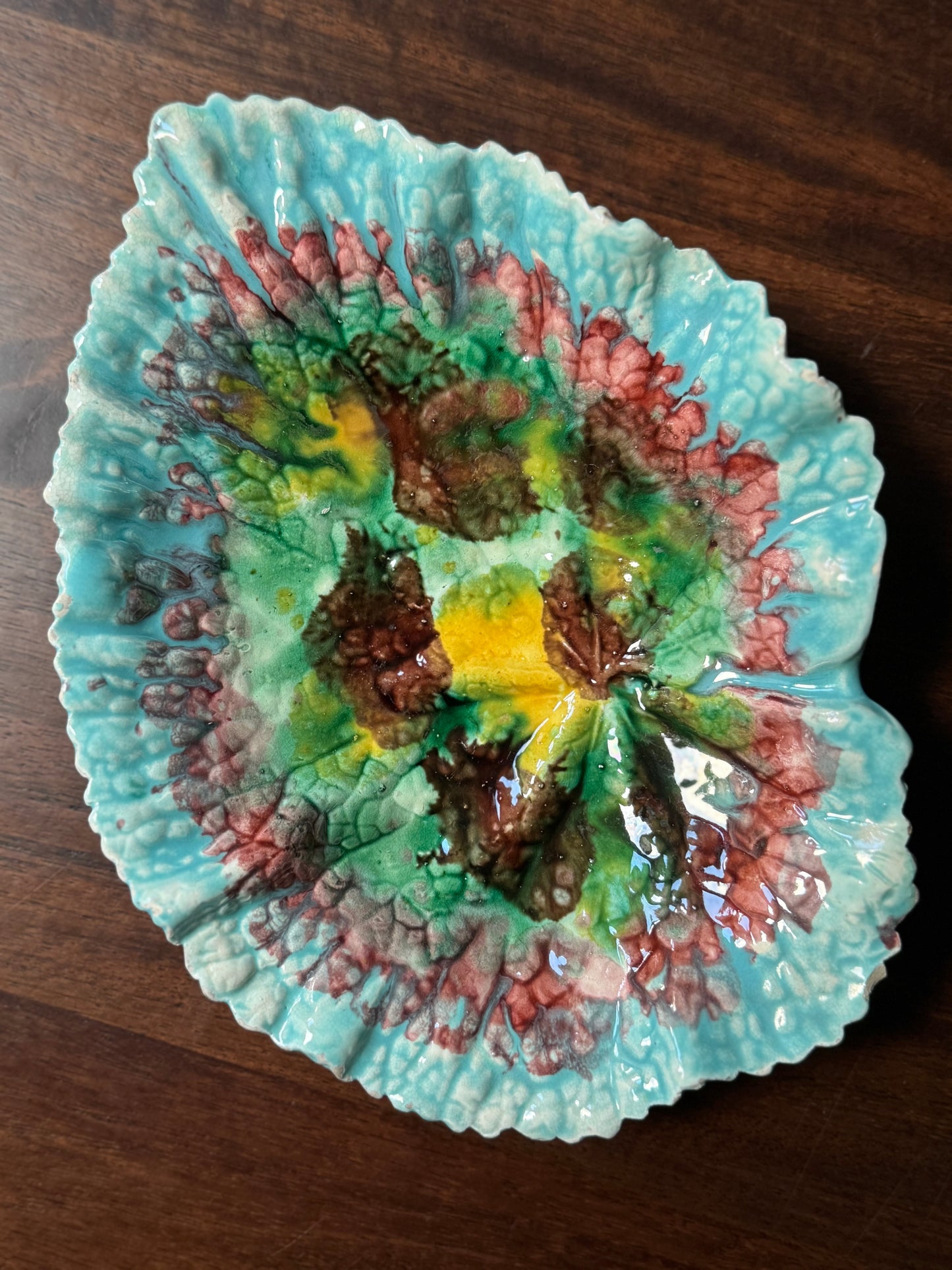 Antique Majolica Begonia Leaf