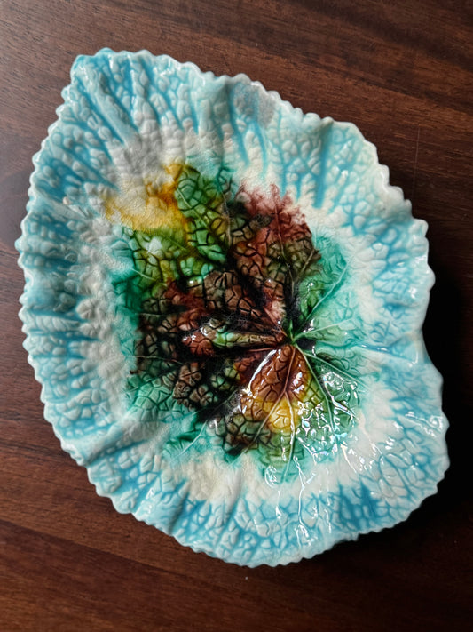 Antique Majolica Begonia Leaf