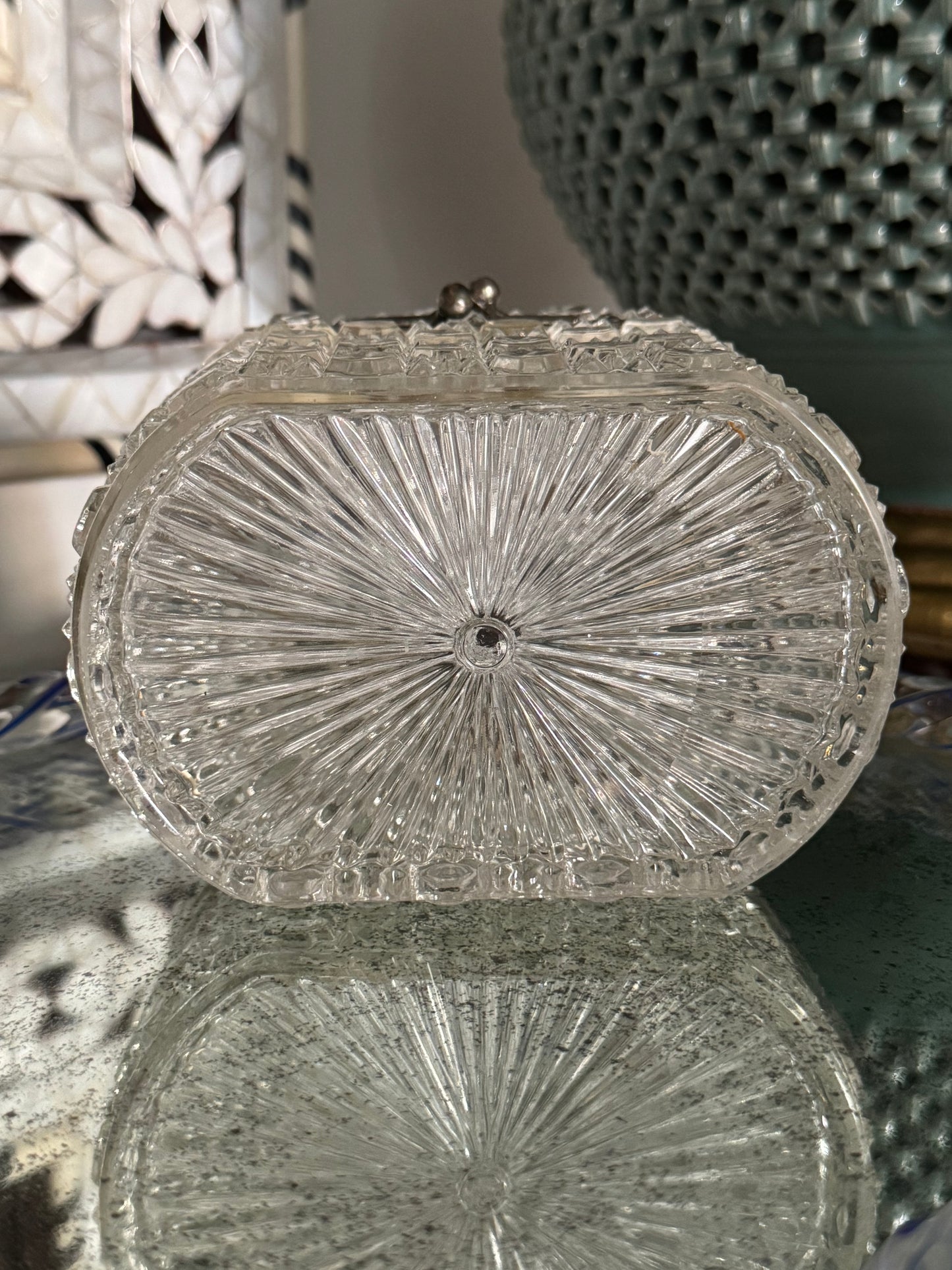 Vintage Glass Casket Box