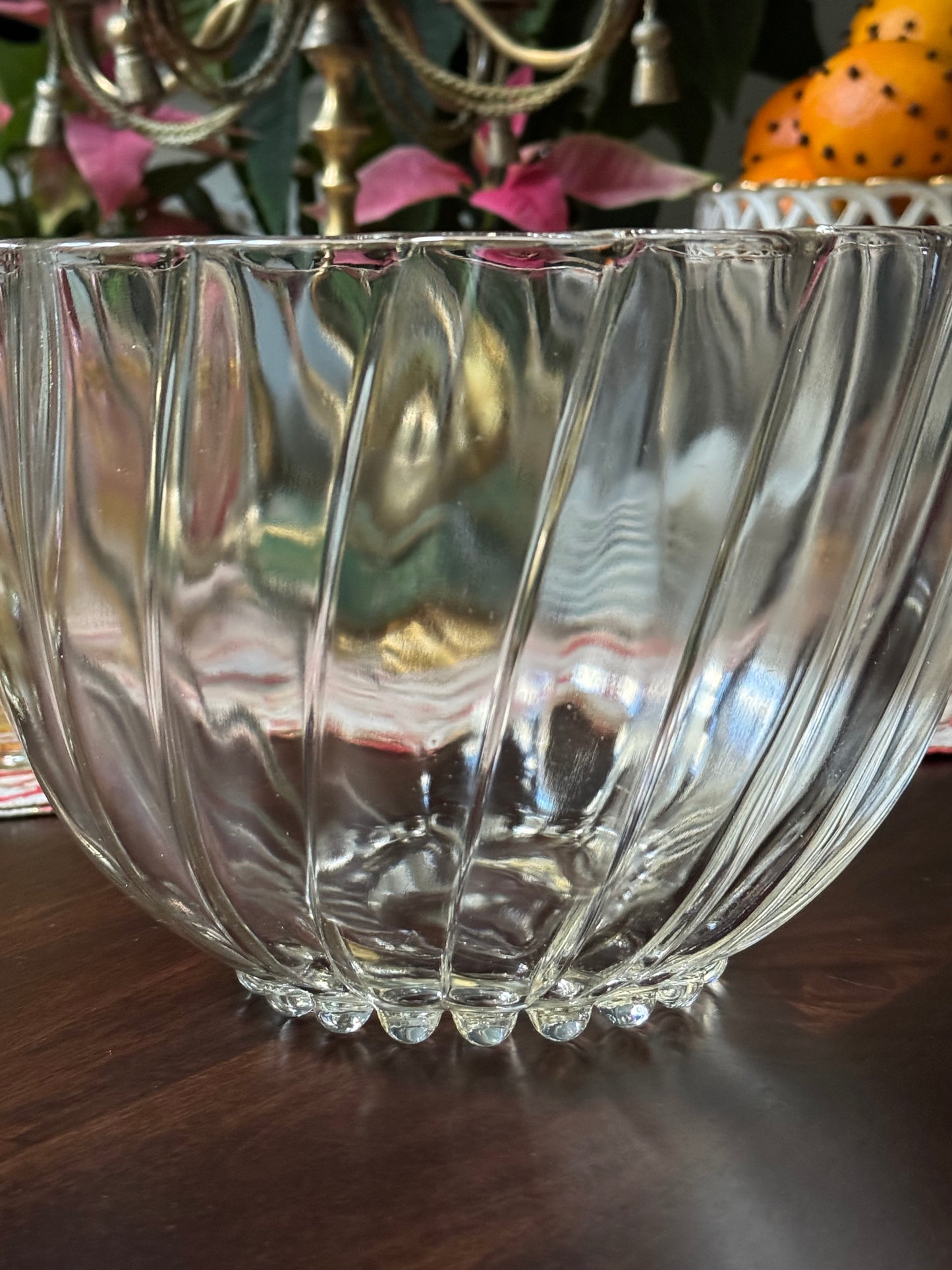 Swirl Glass Punch Bowl
