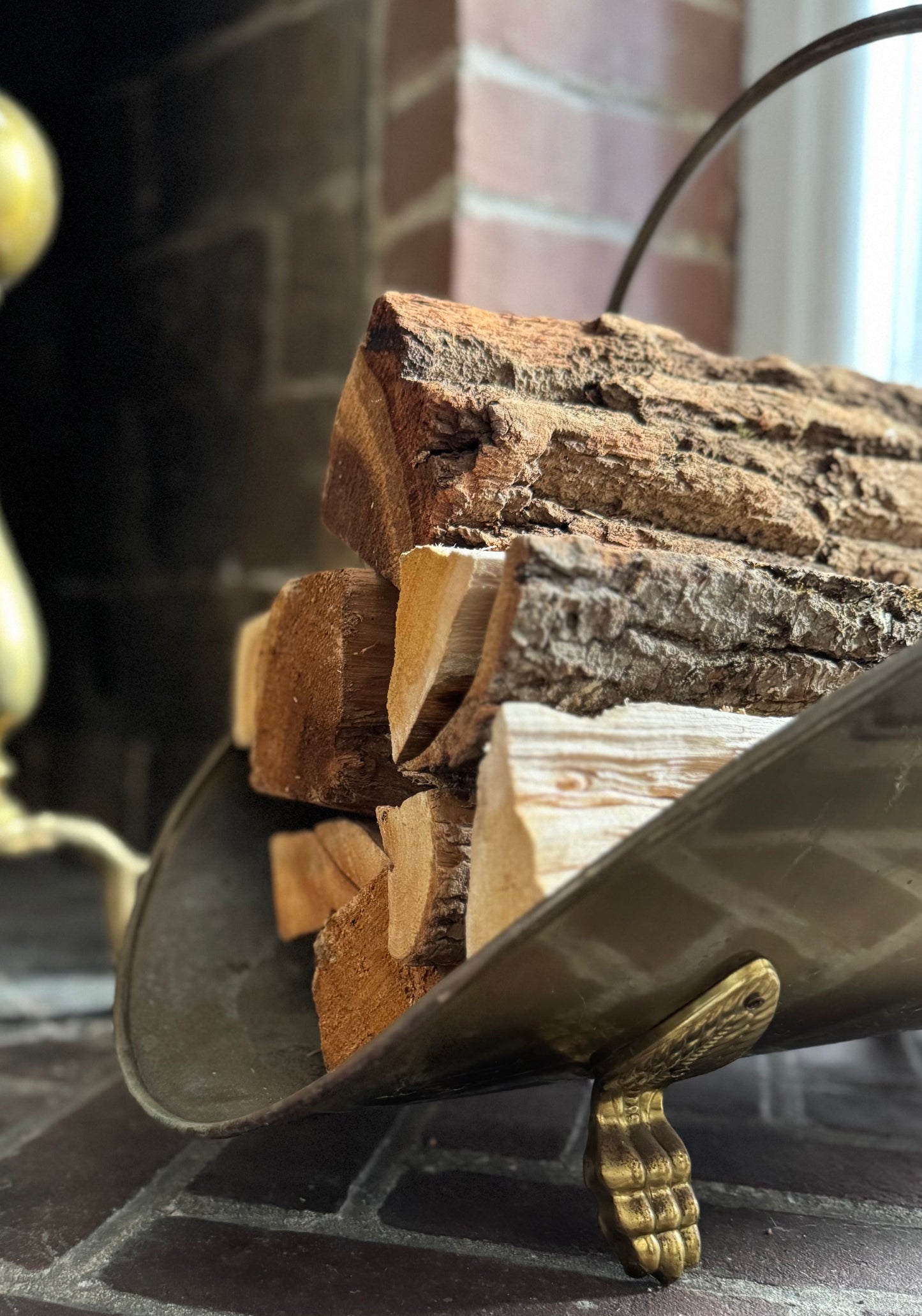 Vintage Brass Firewood Holder