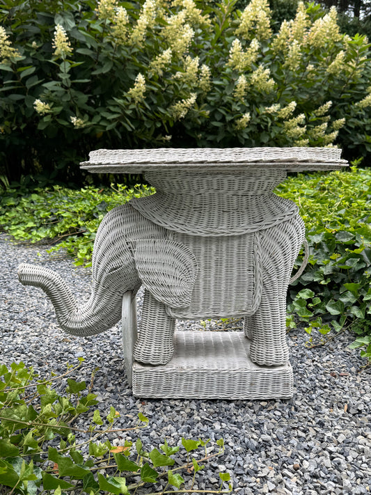 Vintage Wicker Elephant Table
