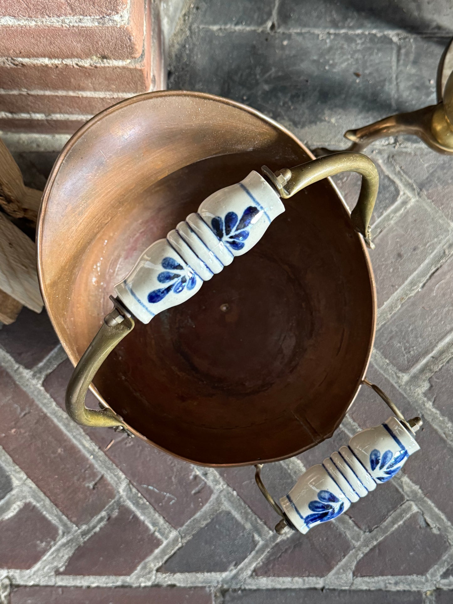 Copper Coal Scuttle with Delft Handles