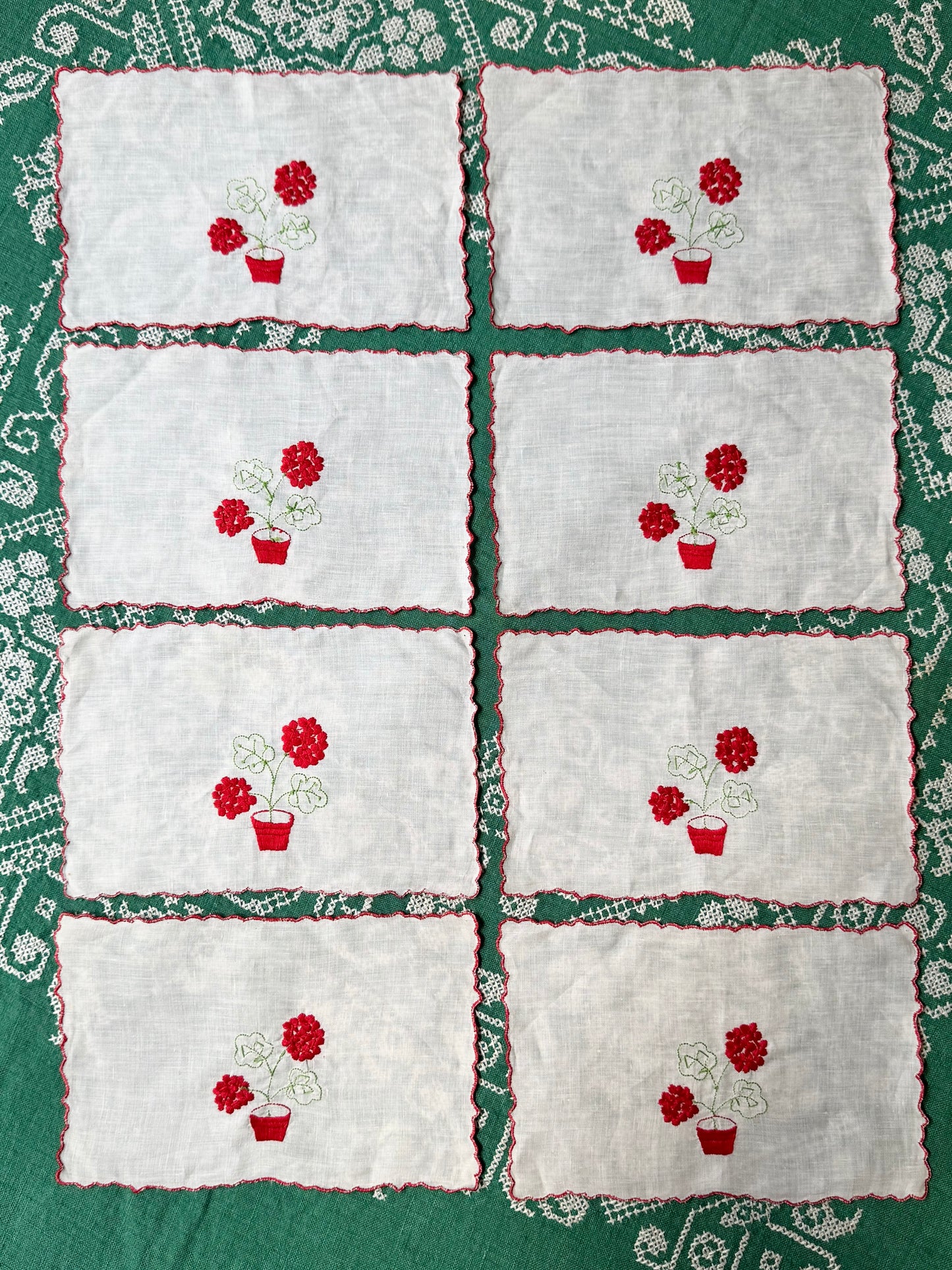 Vintage Embroidered Cocktail Napkins (8)