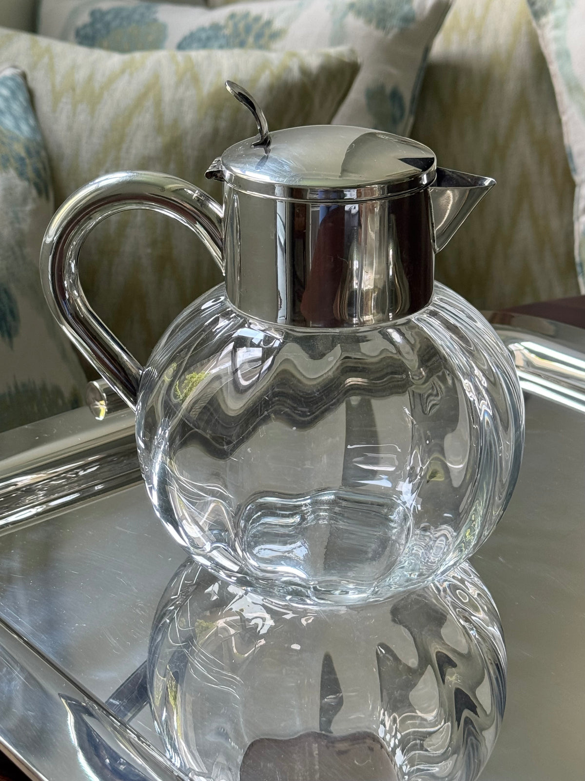 Optic Glass & Silverplate Pitcher (Small)