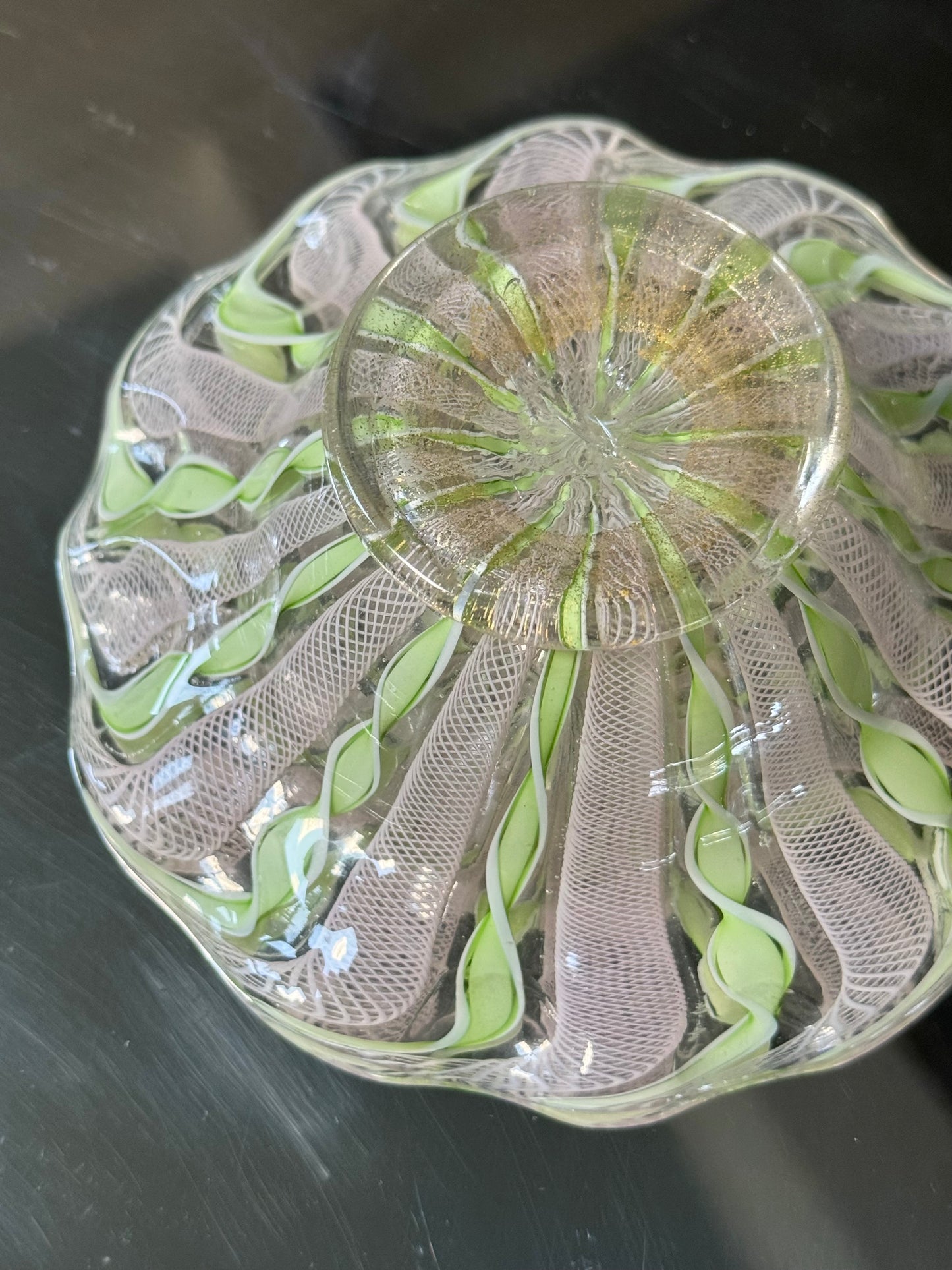 Mint Green Murano Ribbon Bowl