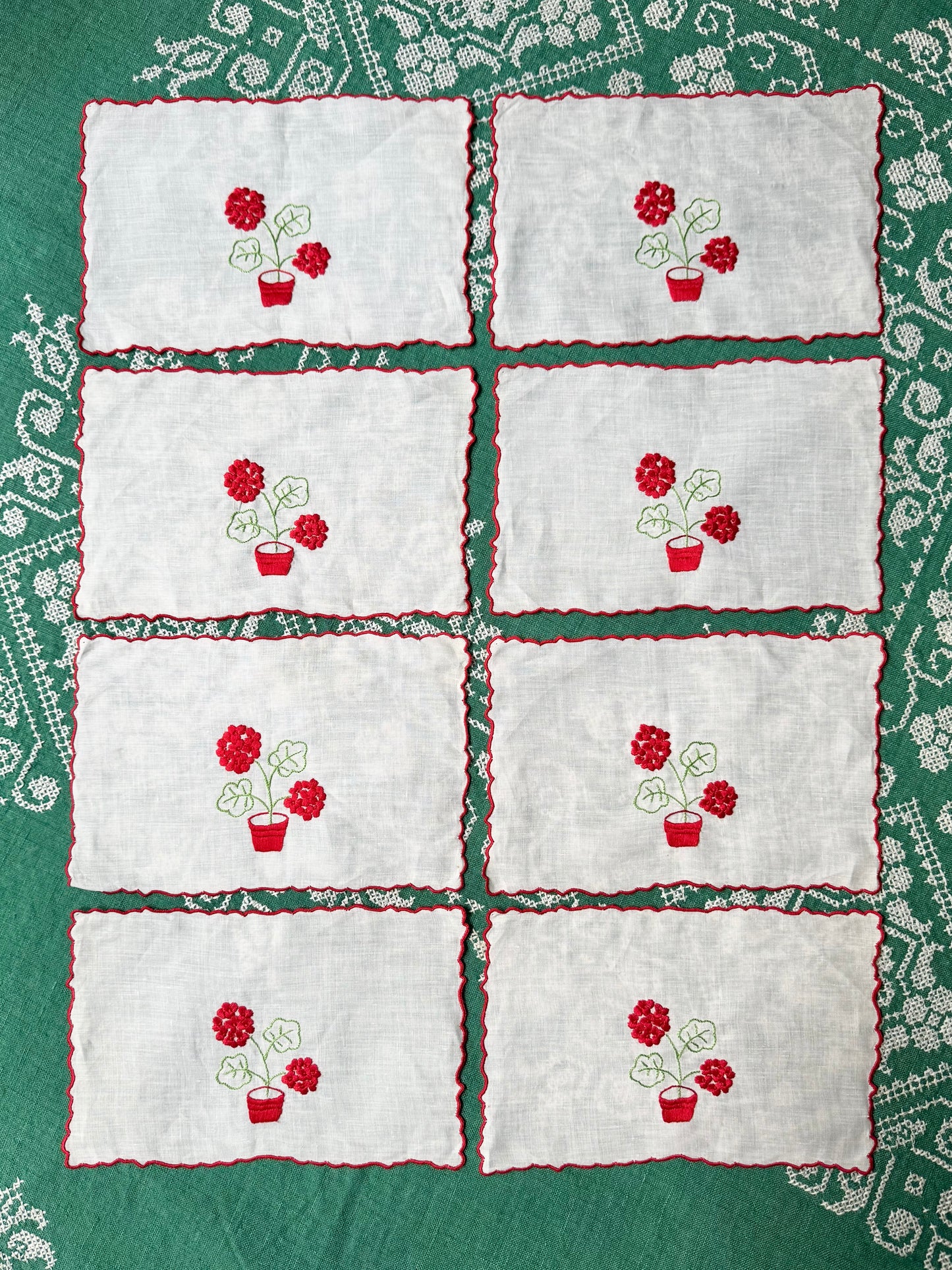 Vintage Embroidered Cocktail Napkins (8)