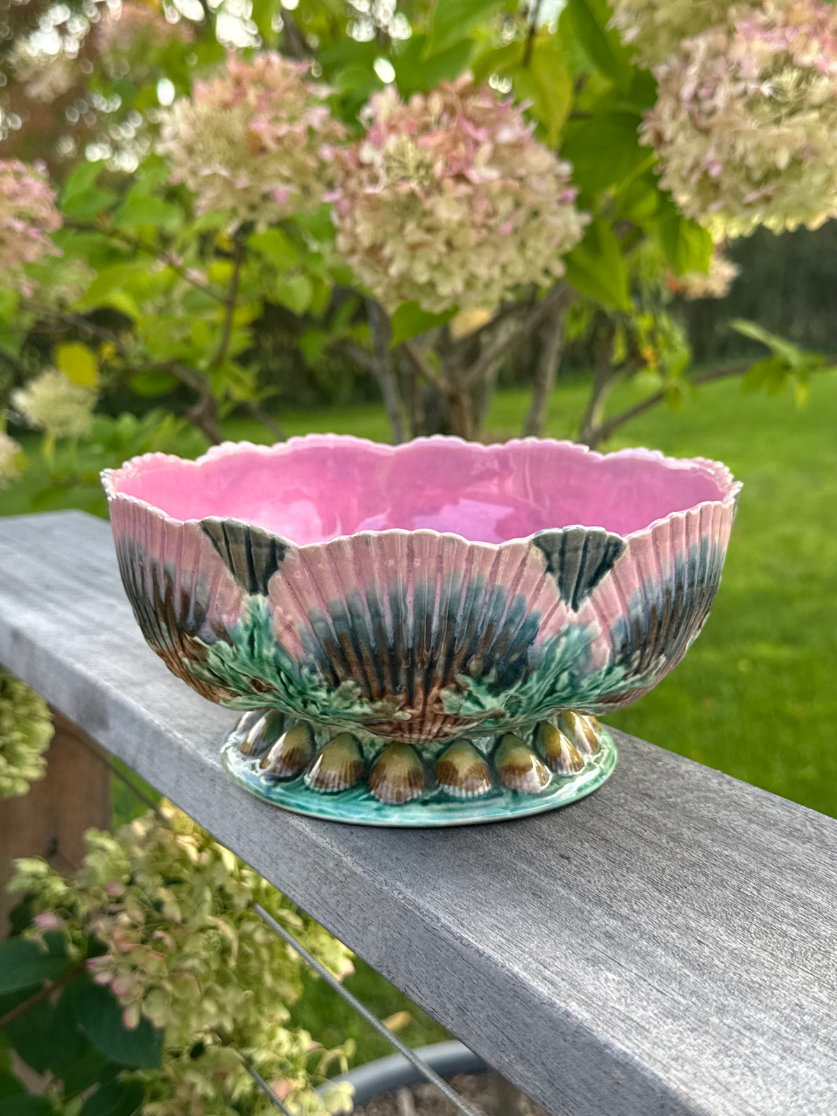 Antique Majolica Shell Bowl