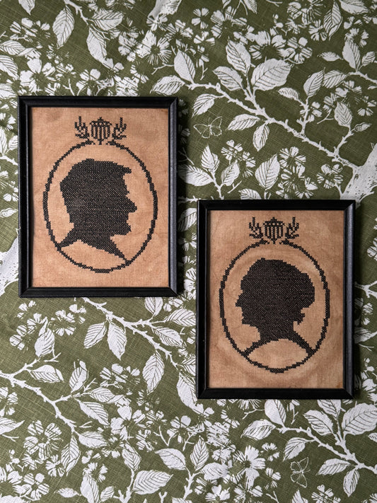 Pair of Cross Stitch Silhouettes