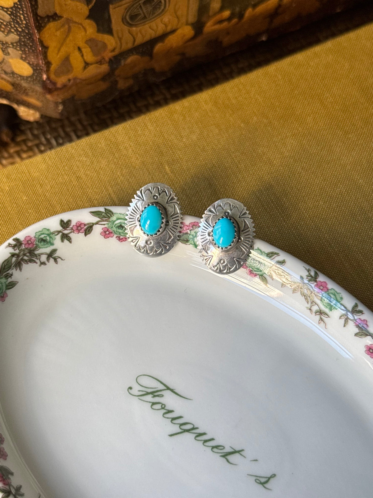 Turquoise Concho Earrings
