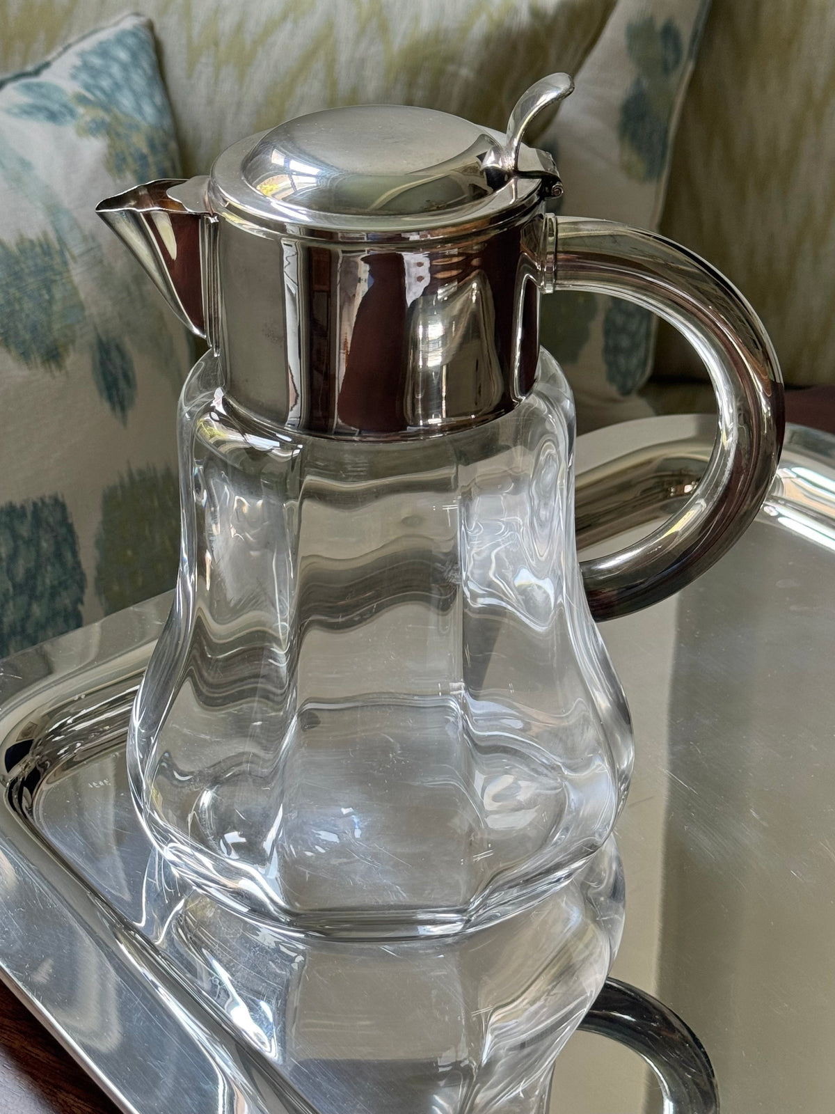 Silverplate & Optic Glass Pitcher (Large)