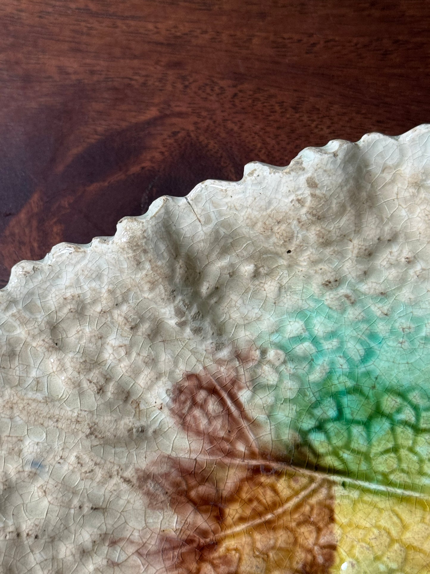 Antique Majolica Begonia Leaf
