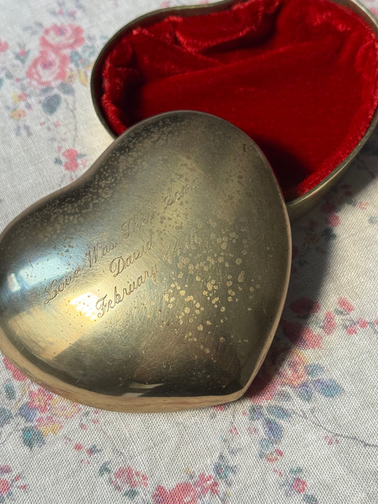 Vintage Brass Heart Box