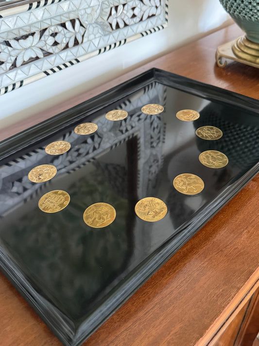 Vintage Couroc Zodiac Drinks Tray