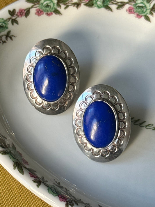 Silver & Lapis Concho Earrings
