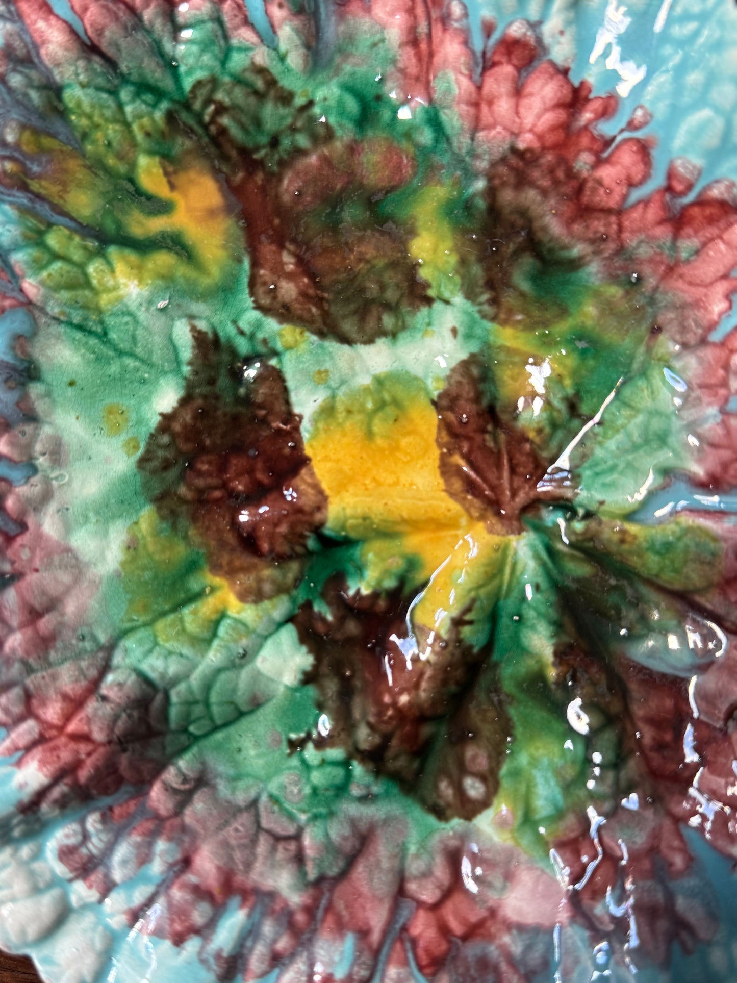 Antique Majolica Begonia Leaf
