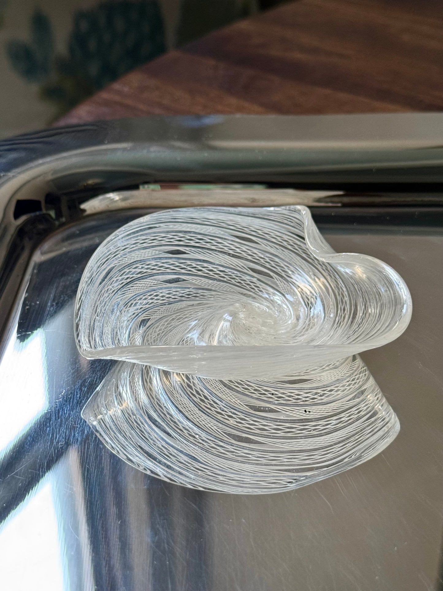 White Murano Ribbon Dish