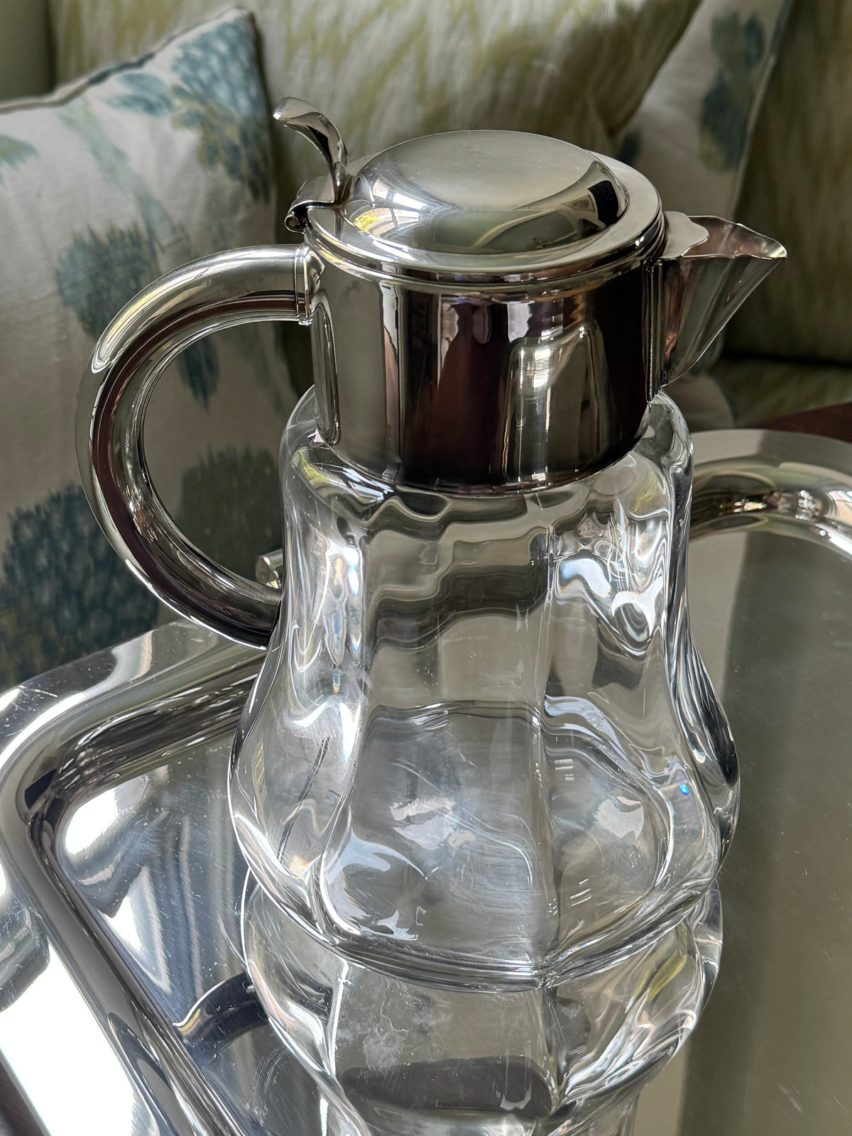 Silverplate & Optic Glass Pitcher (Large)