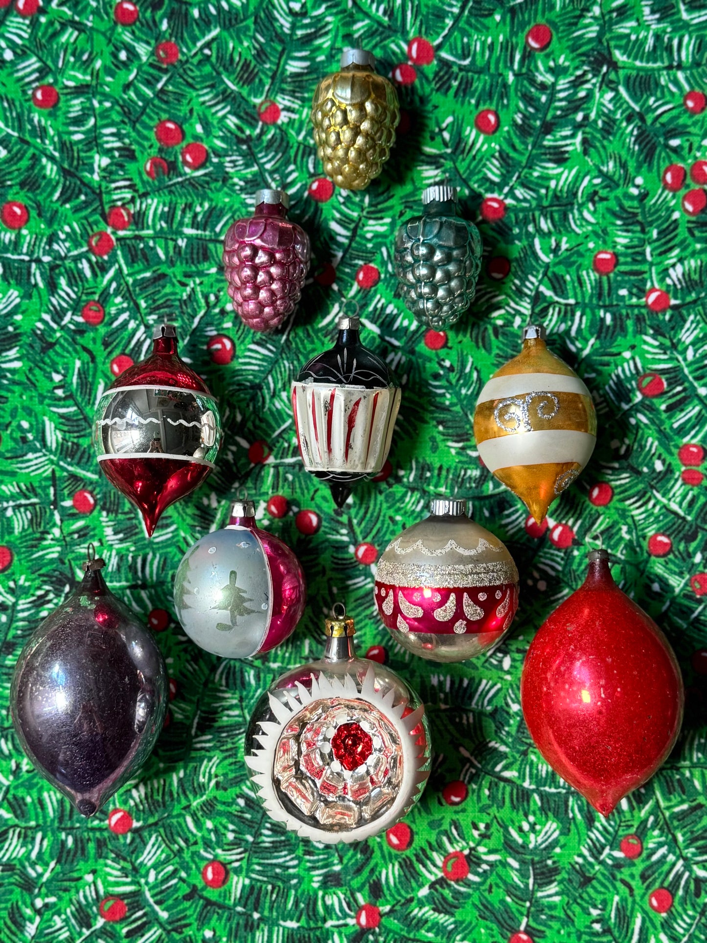 Set of 11 Vintage Glass Ornaments