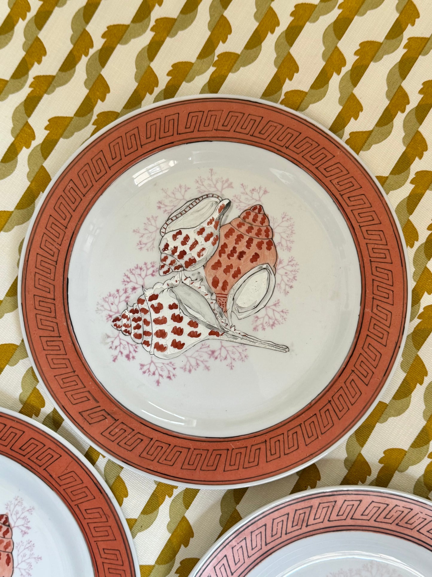 Trio of Handpainted Shell Plates