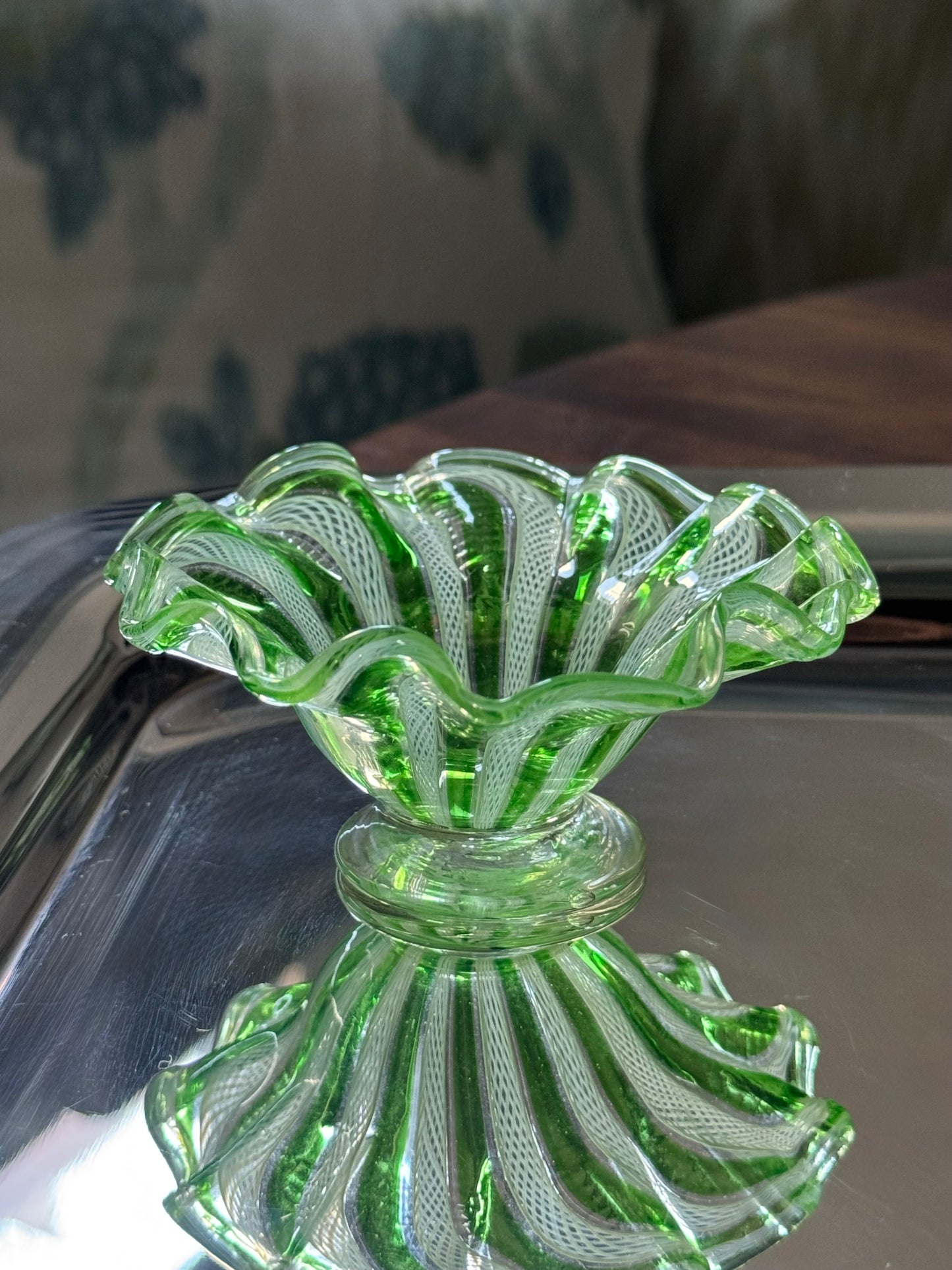 Green Murano Ribbon Bowl