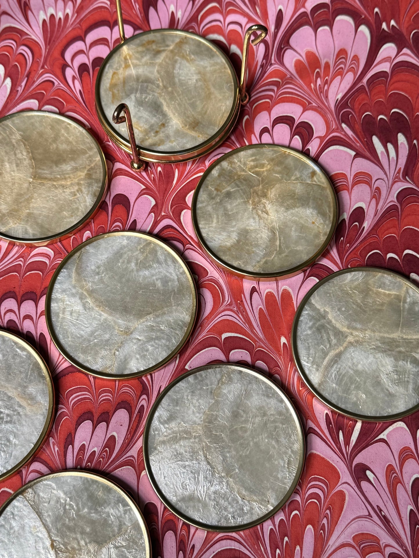 Vintage Capiz Shell Coaster Set