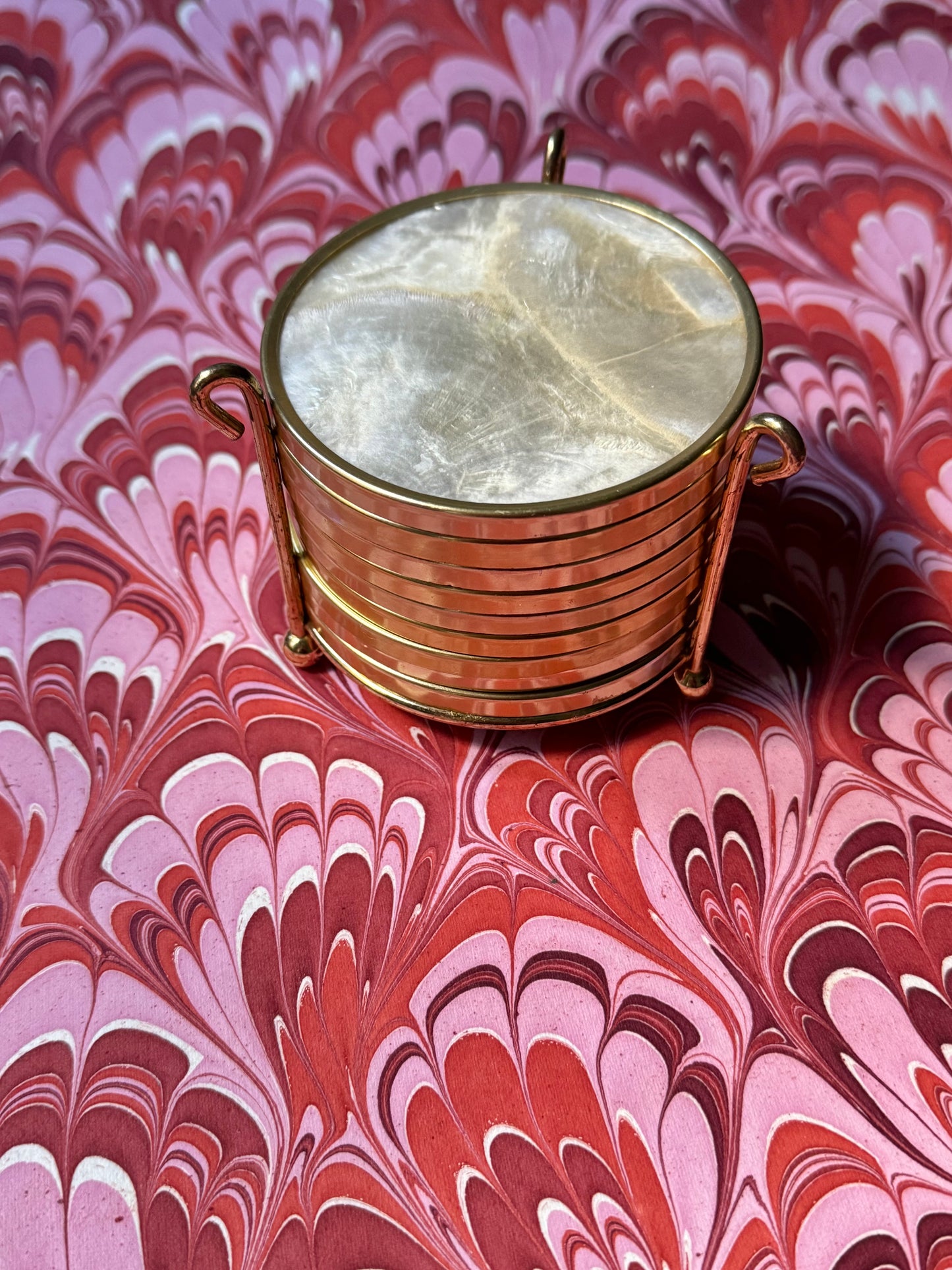 Vintage Capiz Shell Coaster Set