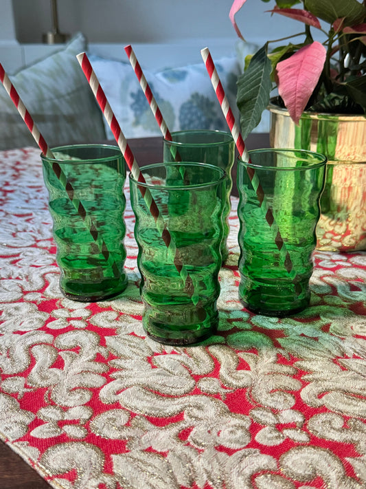 Wavy Emerald Highball Glasses (4)