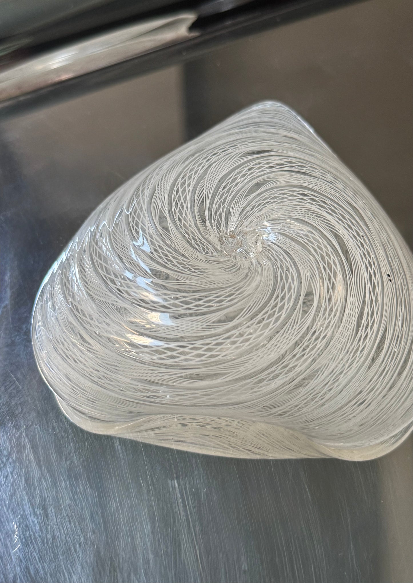 White Murano Ribbon Dish