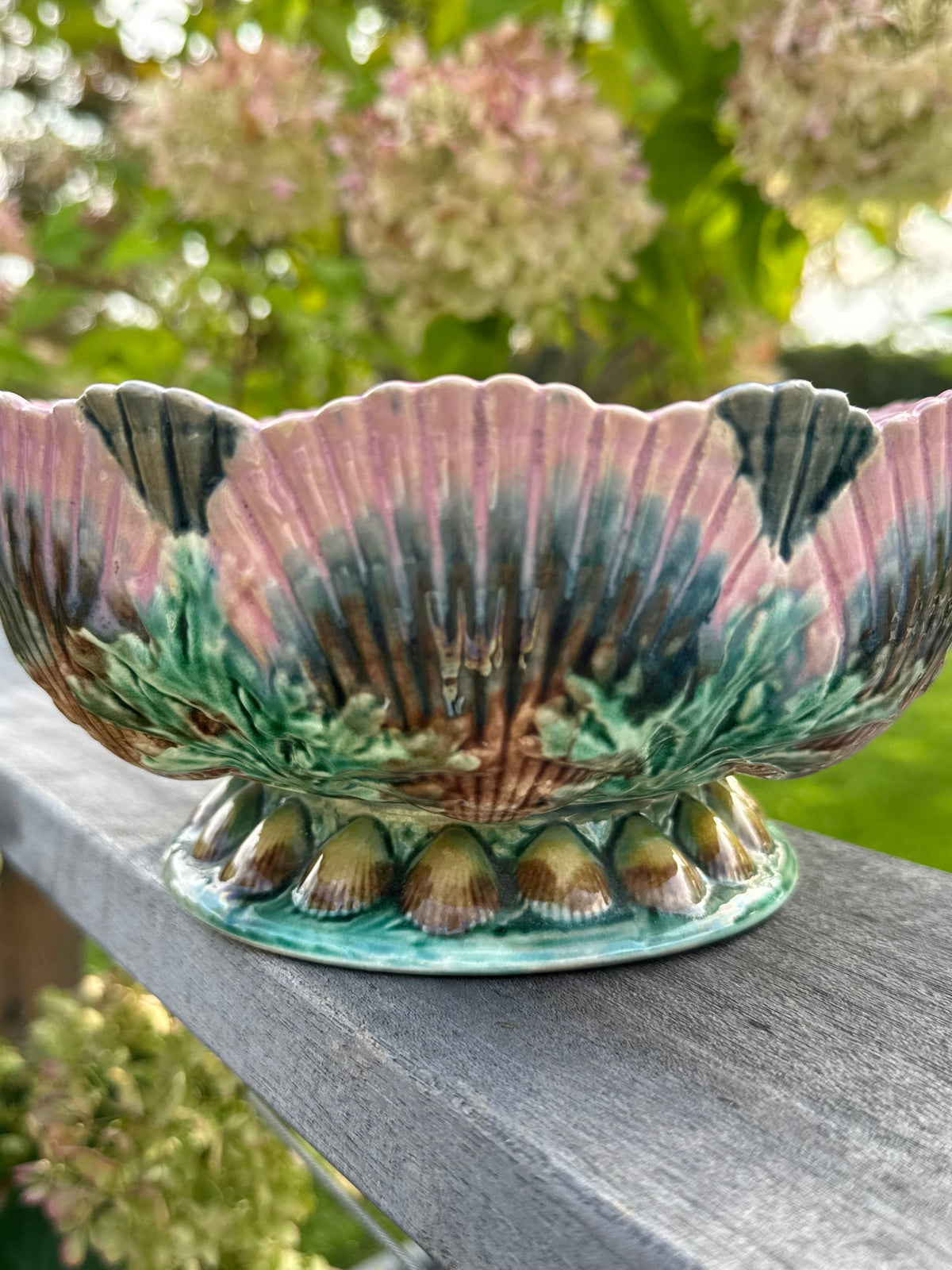 Antique Majolica Shell Bowl