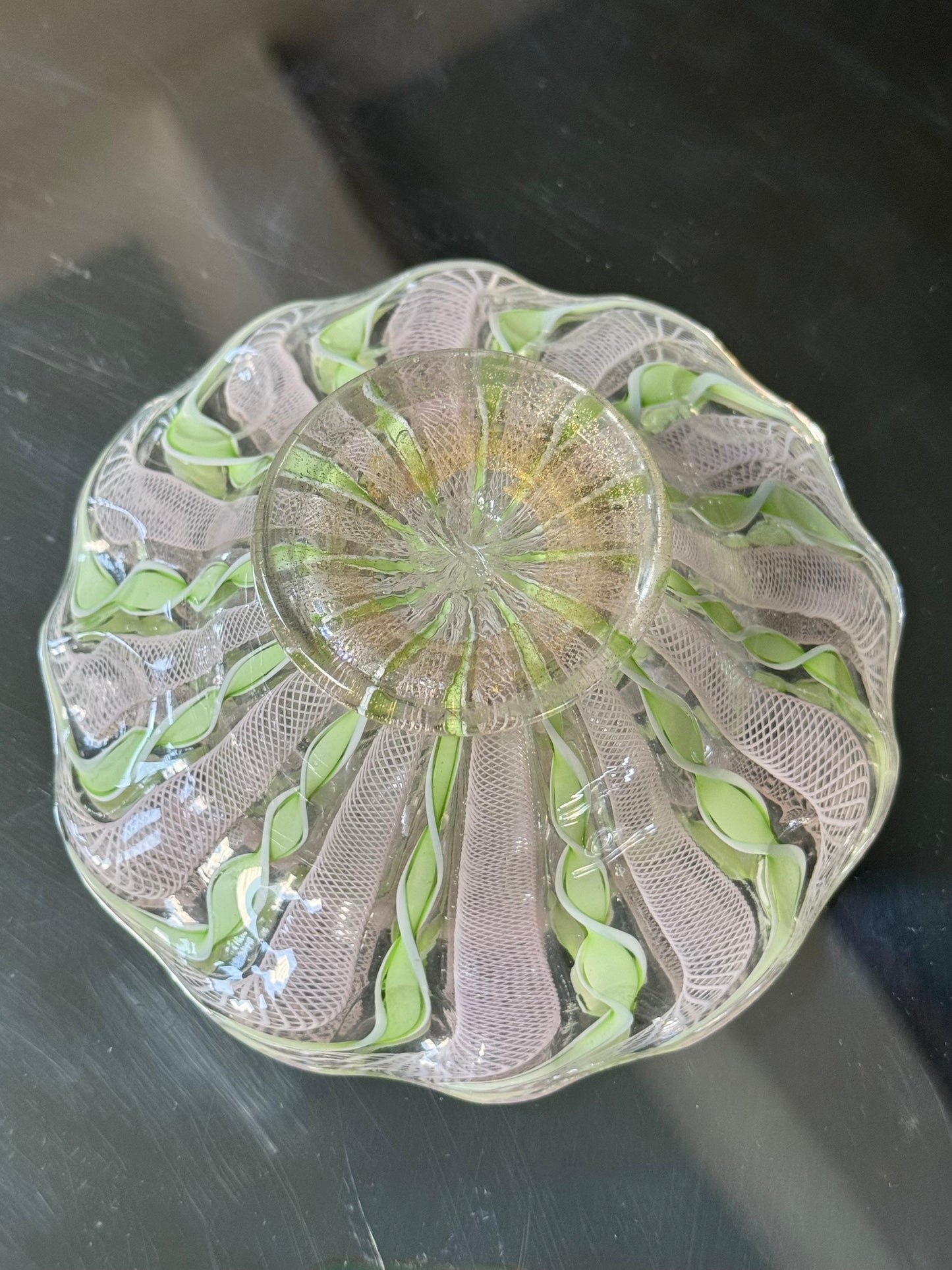 Mint Green Murano Ribbon Bowl