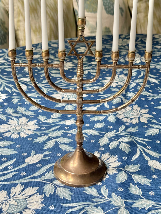 Faux Bamboo Vintage Brass Menorah