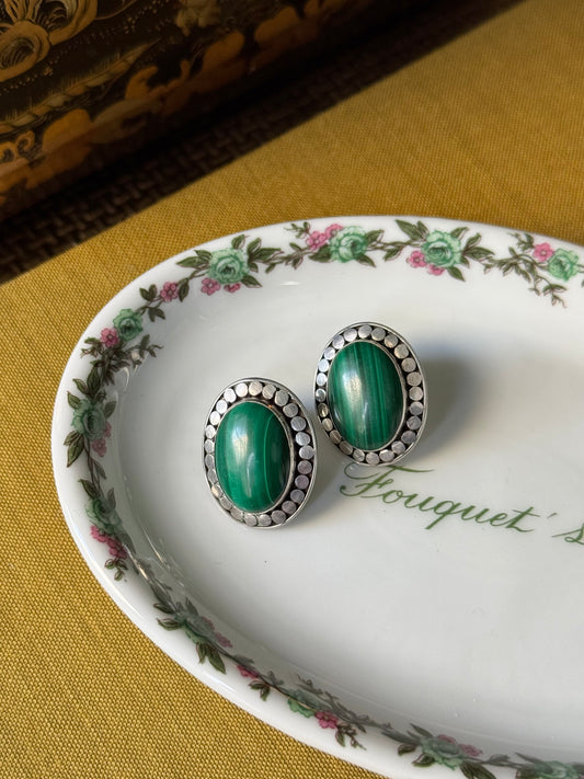 Silver & Malachite Earrings